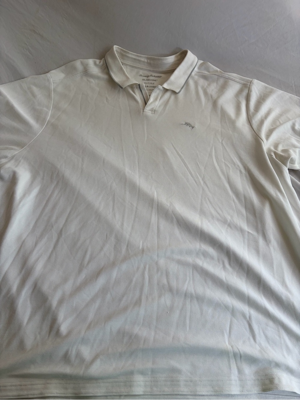 Tommy Bahama IslandZone Polo Shirt Men 2XLB White Supima Cotton Big Tall